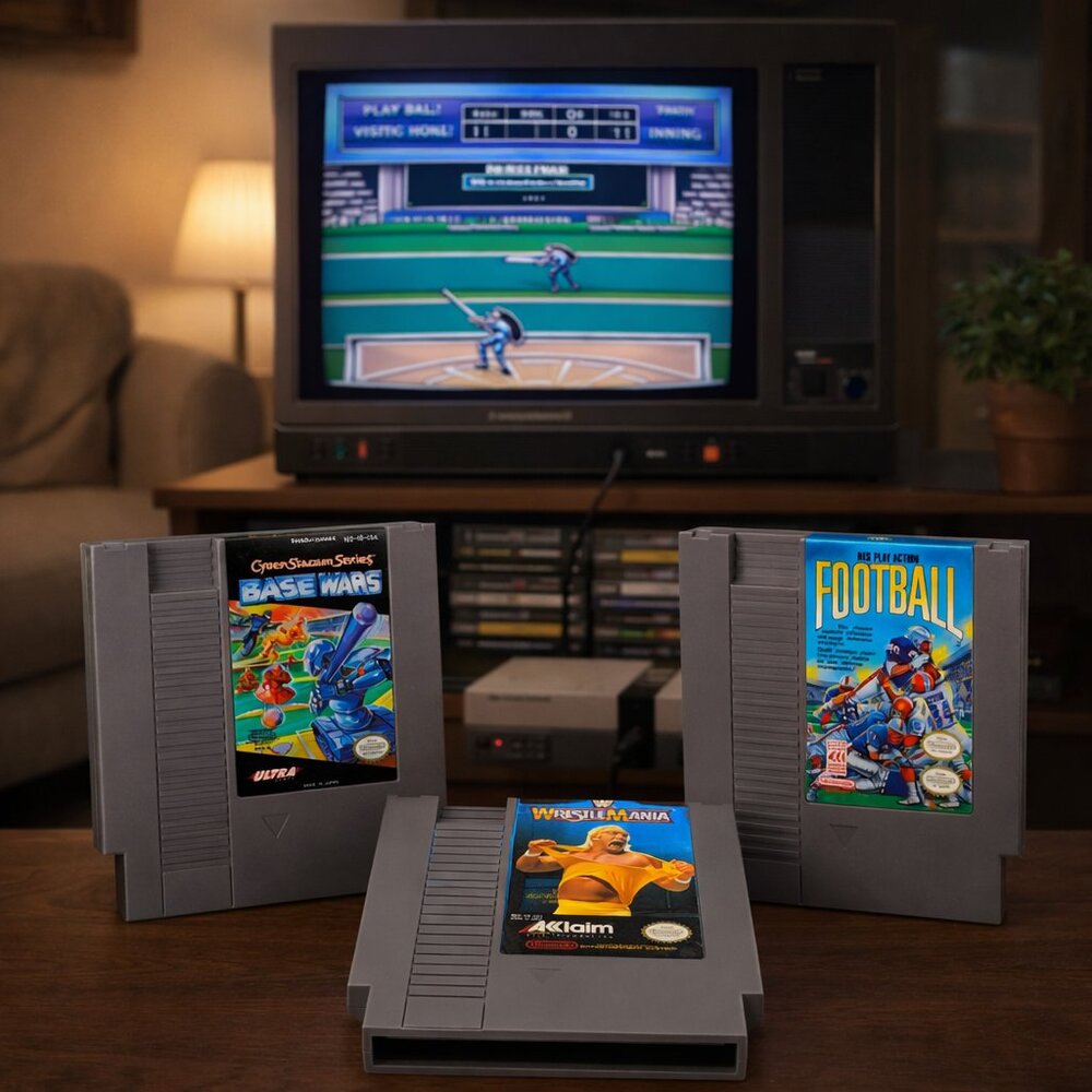 NES Sports & Action Bundle – Base Wars, Play Action Football, WWF WrestleMania